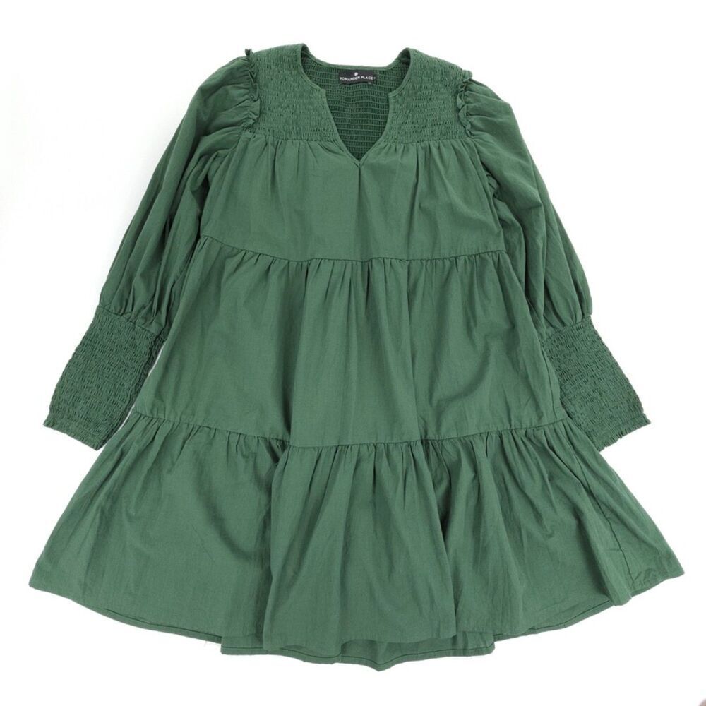 NEW Tuckernuck Pomander Place Ceci Smocked Mini Dress Jaguar Green Cottagecore